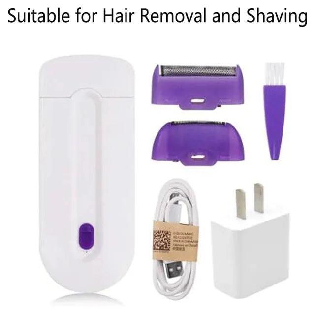 2 In 1 Rechargeable Professional Painless Hair Removal Kit Laser Touch Epilator USB Rechargeable Lady Shaver Tool Blue Light