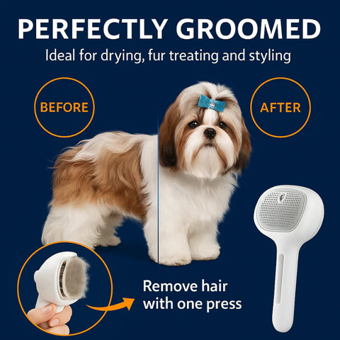 Trendy Treasure™ Self-Cleaning Pet Grooming Brush for Dogs & Cats
