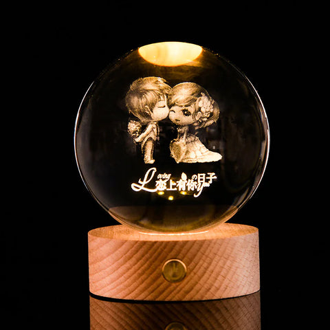 3D Laser-Etched Crystal Ball