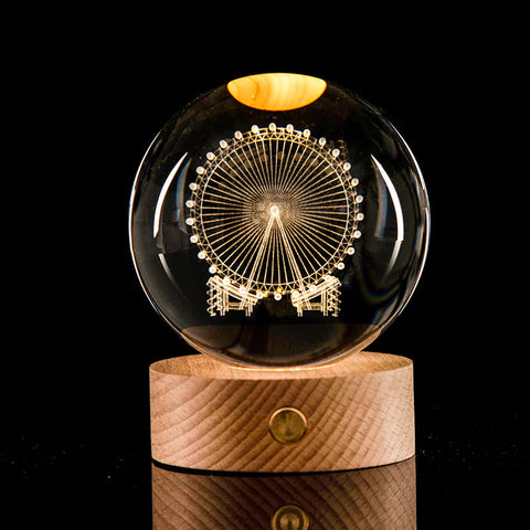 3D Laser-Etched Crystal Ball