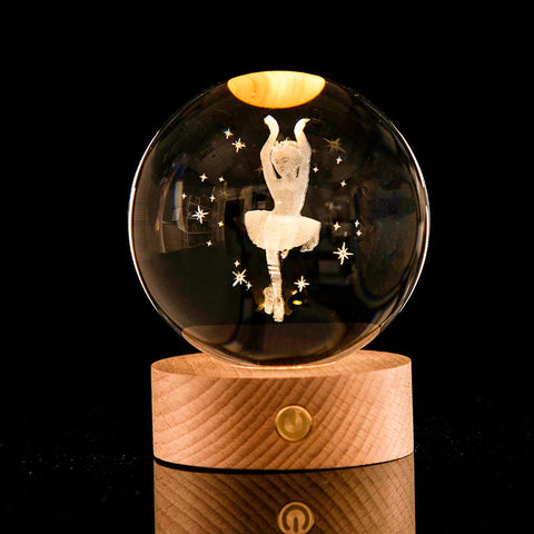 3D Laser-Etched Crystal Ball
