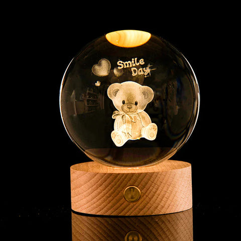3D Laser-Etched Crystal Ball