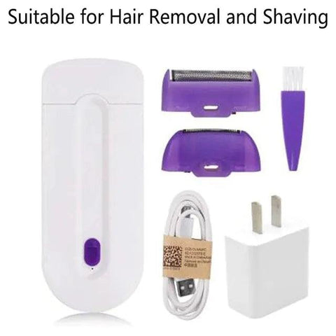 2 In 1 Rechargeable Professional Painless Hair Removal Kit Laser Touch Epilator USB Rechargeable Lady Shaver  Tool Blue Light