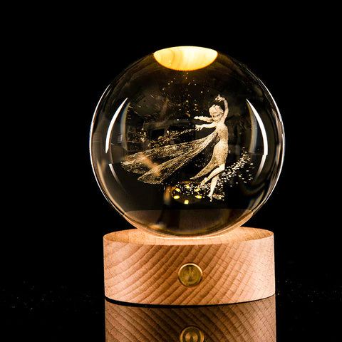 3D Laser-Etched Crystal Ball