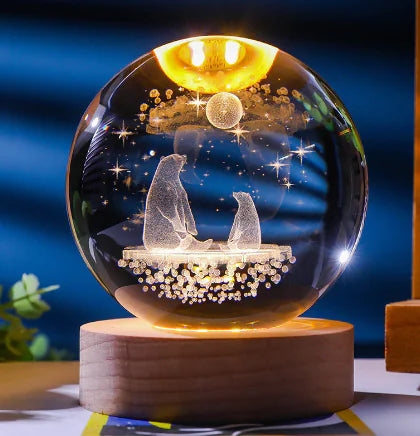 3D Laser-Etched Crystal Ball