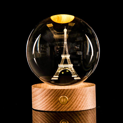 3D Laser-Etched Crystal Ball