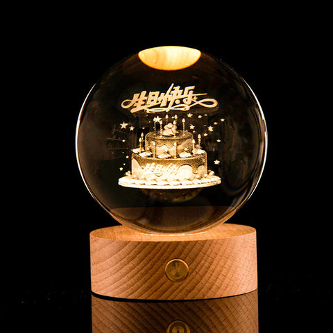 3D Laser-Etched Crystal Ball